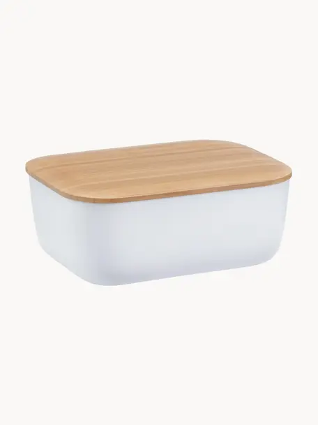 Butterdose Box-It mit Bambus-Deckel, Dose: Melamin, Deckel: Bambus, Weiß, B 15 x H 7 cm
