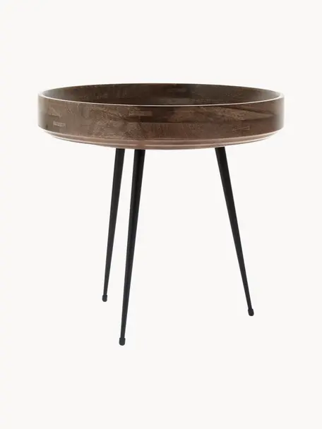 Malý kulatý odkládací stolek z mangového dřeva Bowl, Mangové dřevo, tmavě lakované, Ø 40 cm, V 38 cm