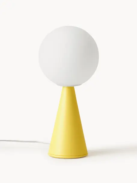 Malá stolová lampa Bilia, ručne vyrobená, Biela, citrónovožltá, Ø 12 x V 26 cm