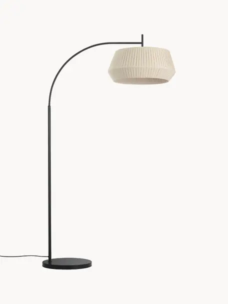 Grosse Bogenlampe Dicte aus Faltenstoff, Lampenschirm: Stoff, Beige, Schwarz, H 180 cm