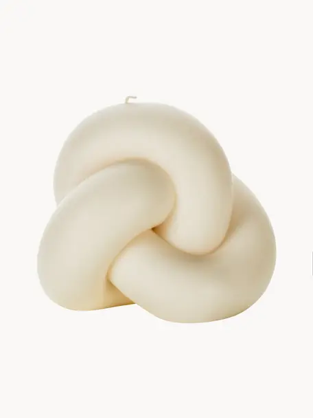 Bougie décorative Knot, Cire, Blanc crème, larg. 11 x haut. 11 cm