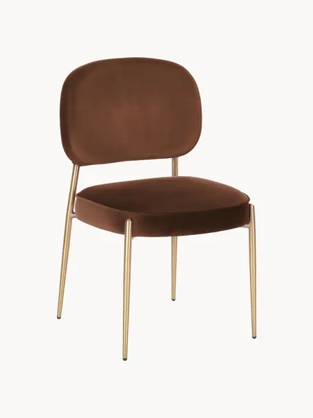 Chaise rembourrée en velours Viggo, Velours brun, larg. 51 x prof. 54 cm