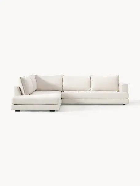 Sofá rinconera Tribeca, Tapizado: 100% poliéster Alta resis, Estructura: madera de pino maciza, Patas: madera de haya maciza pin, Tejido blanco crema, An 274 x F 196 cm, chaise longue derecha