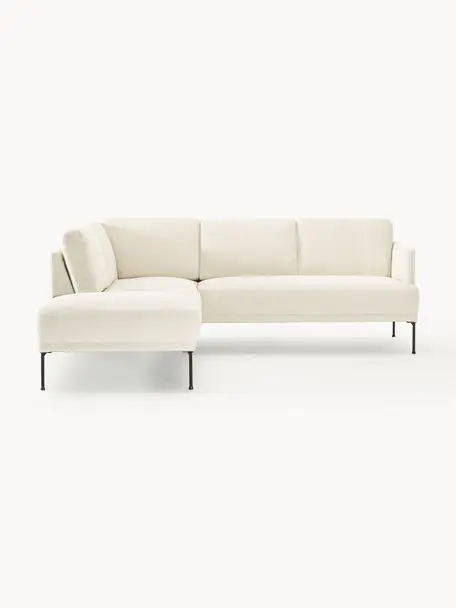 Ecksofa Fluente, Bezug: 100 % Polyester Der strap, Gestell: Massives Kiefernholz, Bir, Webstoff Off White, B 221 x T 200 cm, Eckteil links