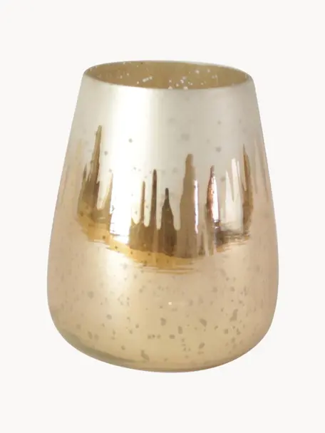 Teelichthalter Glori, Glas, Goldfarben, Ø 11 x H 13 cm