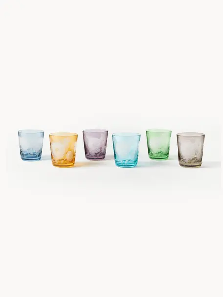 Wassergläser-Set Peony, 6er-Set, Glas, Bunt, Ø 9 x H 10 cm, 250 ml