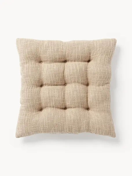 Coussin de chaise en coton Sasha, Beige, larg. 40 x long. 40 cm