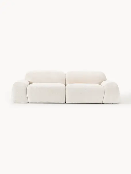 Modulares Sofa Wolke (3-Sitzer) aus Teddy-Bouclé, Bezug: Teddy-Bouclé (100 % Polye, Füße: Kunststoff Dieses Produkt, Teddy-Bouclé Off White, B 256 x T 118 cm