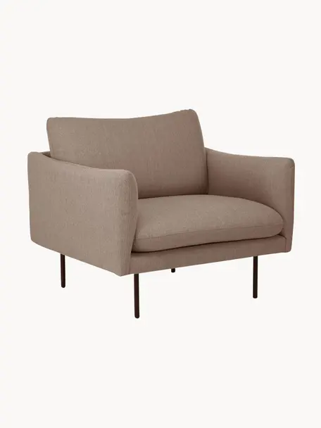 Fotel Moby, Tapicerka: poliester Dzięki tkaninie, Stelaż: lite drewno sosnowe z cer, Nogi: metal malowany proszkowo, Greige tkanina, S 90 x G 90 cm