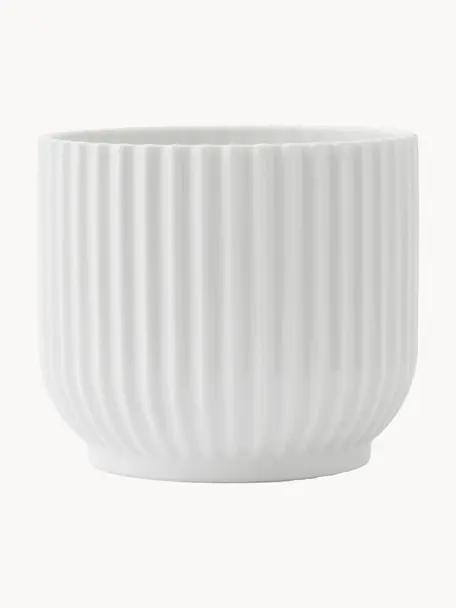 Cache-pot en porcelaine Lyngby, haut. 11 cm, Porcelaine, Blanc, Ø 12 x haut. 11 cm