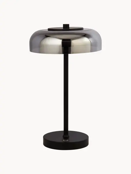 Lampa stołowa LED ze szkła z funkcją przyciemniania Frisbee, Czarny, szary, Ø 23 x W 40 cm