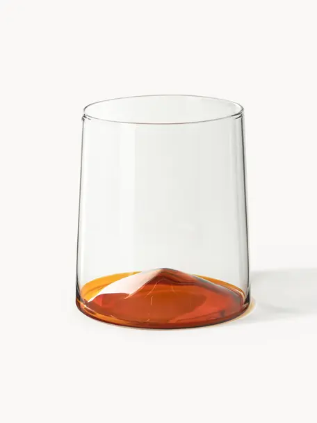 Szklanka ze szkła dmuchanego Hadley, 4 szt., Szkło borokrzemowe, Transparentny, pomarańczowy, Ø 9 x W 10 cm, 400 ml