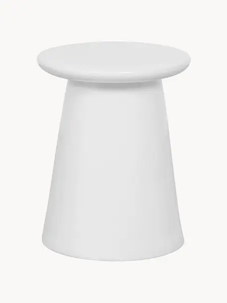 Mesa auxiliar artesanal de cerámica Button, Cerámica, Blanco, Ø 35 x Al 45 cm