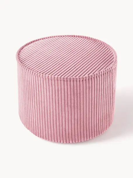 Pouf en velours côtelé pour enfant Sugar, Ø 40 cm, Velours côtelé rose, Ø 40 x haut. 25 cm