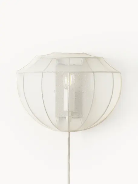 Wandlamp Beau van netstof met stekker, Lamp: vermessingd metaal, Goudkleurig, B 30 x H 22 cm