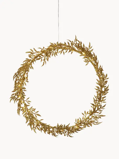 Świetlny wieniec świąteczny z funkcją timera Elegant, Metal powlekany, Odcienie złotego, Ø 44 cm