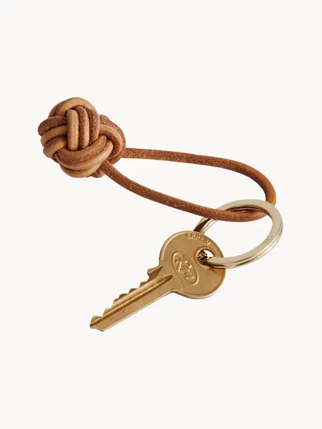 Schlüsselanhänger Knot, Leder, Hellbraun, Ø 4 cm