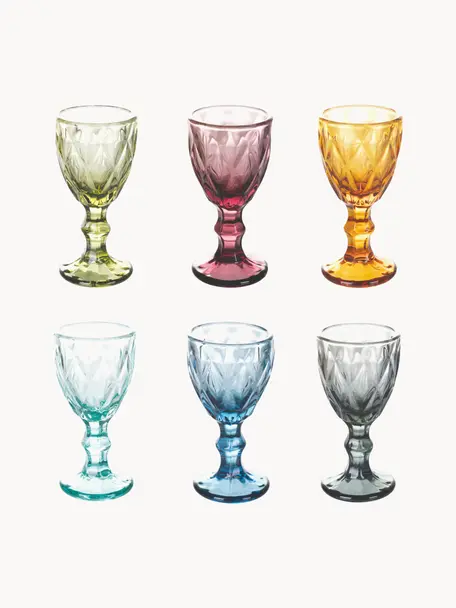 Borrelglaasjes Prisma met structuurpatroon, 6-delig, Glas, Meerkleurig, Ø 5 x H 11 cm, 40 ml