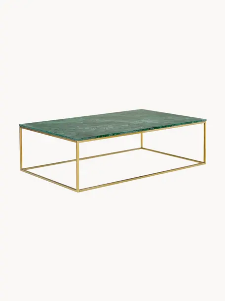 Grande table basse en marbre Alys, Marbre vert, couleur dorée, larg. 120 x haut. 35 cm