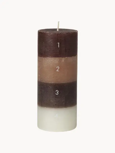 Adventskalenderkaars Helfarvet, Paraffine, Bruin, beige, Ø 7 x H 17 cm