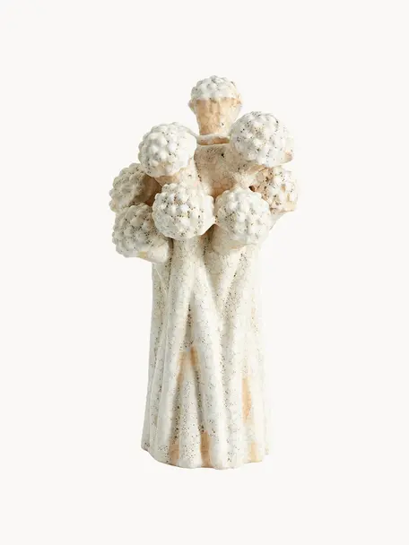Candelabro artesanal Fungi, Cerámica, Blanco Off White, Ø 11 x Al 20 cm