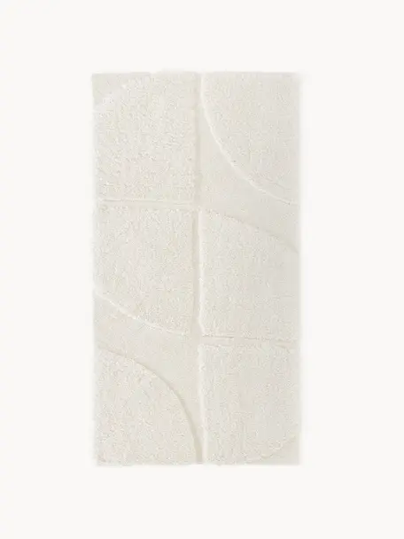 Flauschiger Hochflor-Teppich Jade mit erhabener Hoch-Tief-Struktur, Flor: 100% Polyester, GRS-zerti, Cremeweiss, B 120 x L 180 cm (Grösse S)