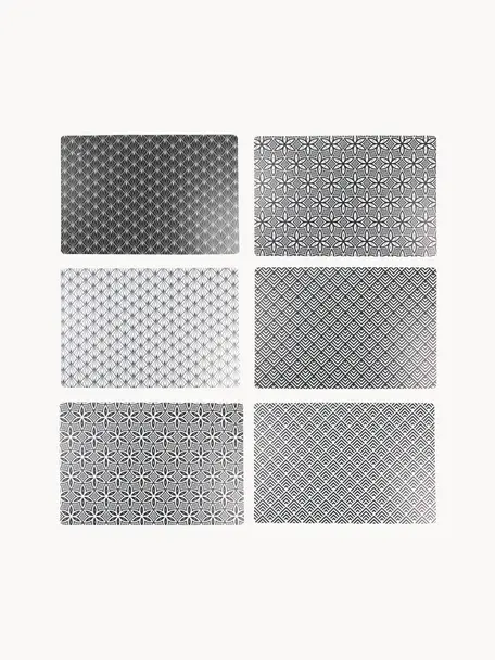 Kunststoff-Tischsets Deco Life, 6er Set, PVC-Kunststoff, Anthrazit, Weiß, B 30 x L 45 cm