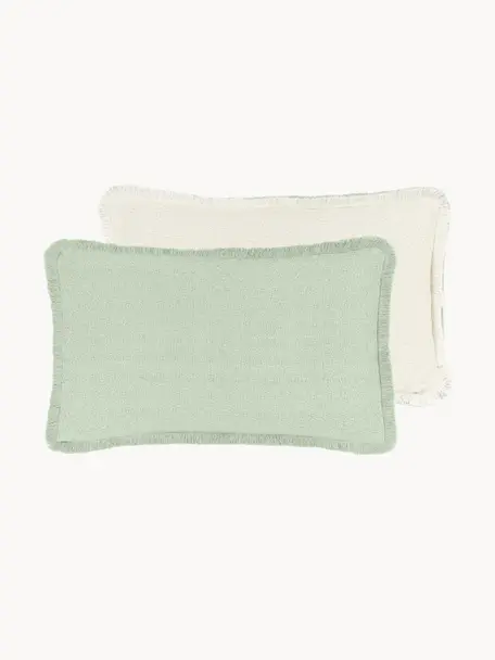 Oboustranný povlak na polštář s třásněmi Loran, 100 % bavlna, Zelená, Š 30 cm, D 50 cm