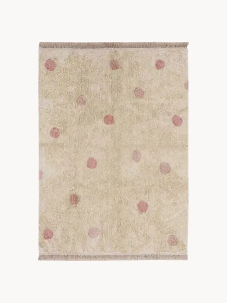 Ručně tkaný dětský koberec Hippy Dots, Světle béžová, starorůžová, Š 120 cm, D 160 cm (velikost S)