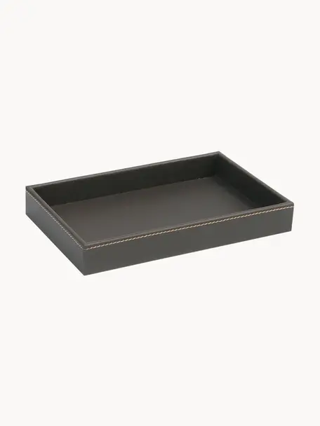 Decoratieve schaal Server, Frame: MDF, Bekleding: polyurethaan, Dienblad: bruin<br>Naden: beige, B 23 x D 14 cm