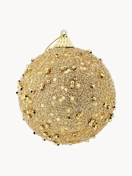 Bolas de Navidad irrrompibles Pearl, Ø 8 cm, 12 uds., Plástico, Dorado, Ø 8 cm