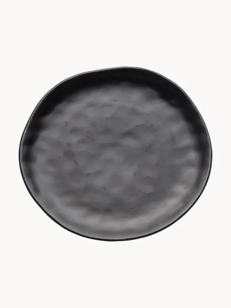 Mělké talíře Organic, 4 ks, Kamenina, Černá, Ø 26 cm