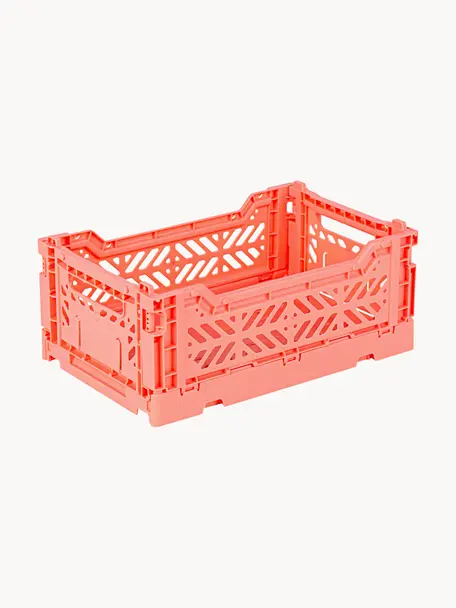 Caisson de rangement pliable Mini, larg. 27 cm, Plastique, Rouge corail, larg. 27 x prof. 17 cm