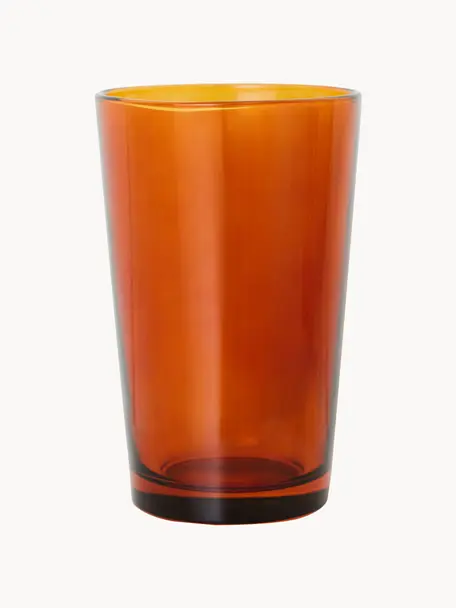 Tazas de vidrio 70's, 4 uds., Vidrio, Ámbar transparente, Ø 9 x Al 14 cm, 400 ml