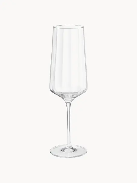 Kristall-Sektgläser Bernadotte mit Rillenstruktur, 6 Stück, Kristallglas, Transparent, Ø 7 x H 22 cm, 270 ml