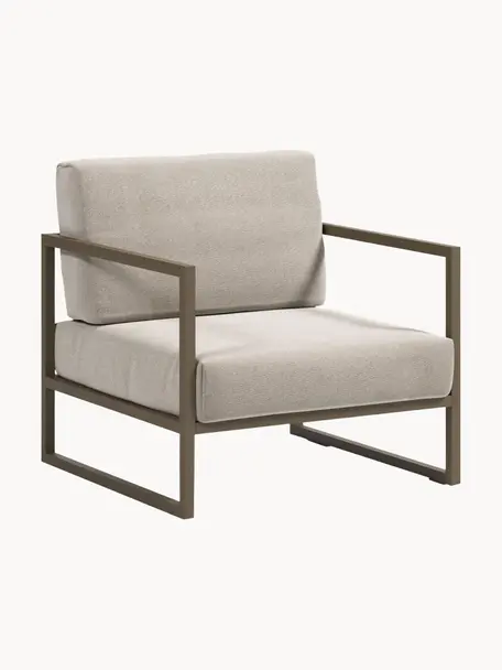 Tuin loungefauteuil Comova, Frame: gepoedercoat metaal, Bekleding: polyester, Geweven stof lichtbeige, olijfgroen, B 78 x D 85 cm