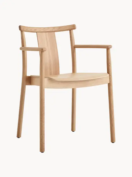 Silla con reposabrazos de madera de roble Merkur, Madera de roble, madera contrachapada, Madera de roble, An 46 x F 52 cm