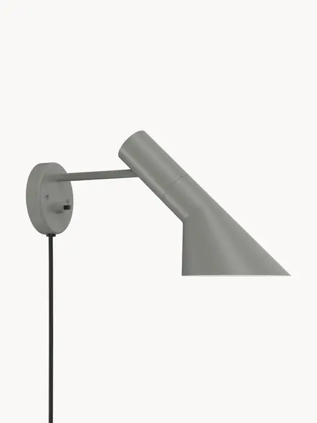 Wandlamp AJ met stekker, Lamp: gecoat staal, Grijs, Ø 32 x H 18 cm