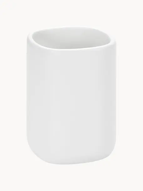 Keramik-Zahnputzbecher Wili, Keramik, Weiß, Ø 7 x H 11 cm