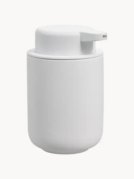 Seifenspender Ume mit Soft-Touch-Oberfläche, Behälter: Steingut überzogen mit So, Weiss, Ø 8 x H 13 cm