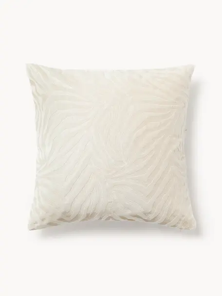 Copricuscino in velluto Wilda, Tonalità bianco crema, Larg. 50 x Lung. 50 cm