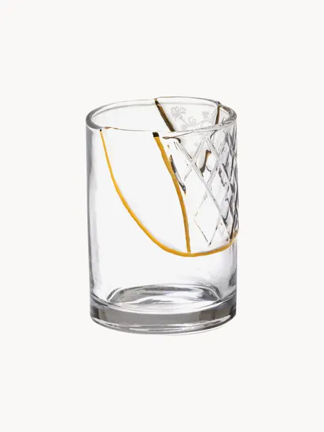 Krištáľový pohár Kintsugi, Priehľadná, odtiene zlatej, Ø 8 x V 11 cm, 300 ml
