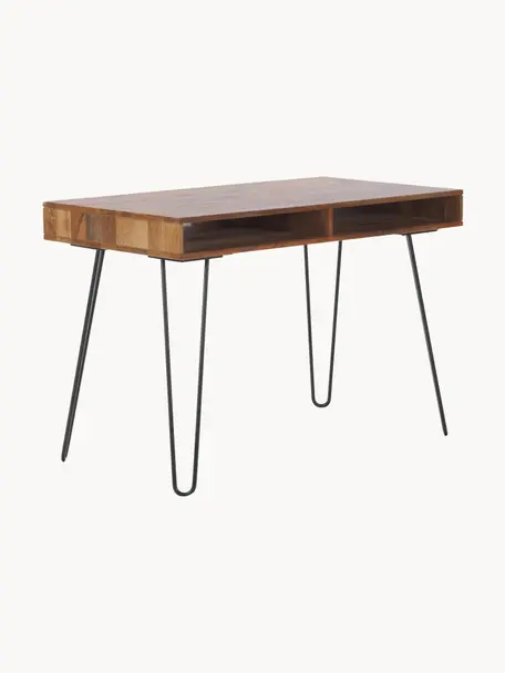 Pracovný stôl z dreva a kovu Tova, Mangové drevo, Š 110 x V 76 cm