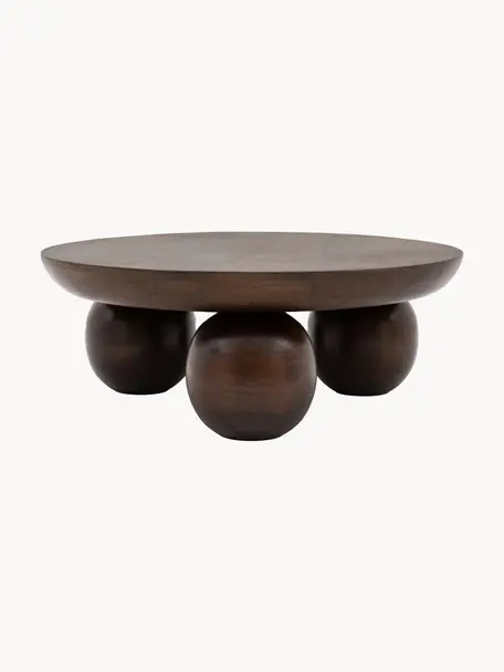 Mesa de centro redonda de madera de mango Sculpt, Madera de mango, Madera de mango, Ø 90 cm