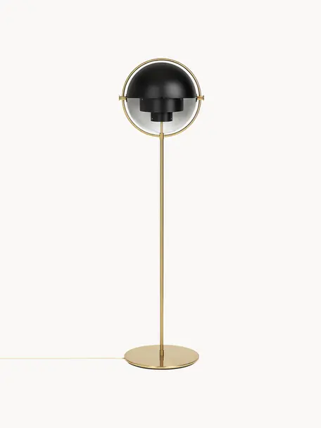 Lámpara de pie regulable Multi-Lite, Lámpara: aluminio recubierto Cable, Negro mate, dorado brillante, Al 148 cm