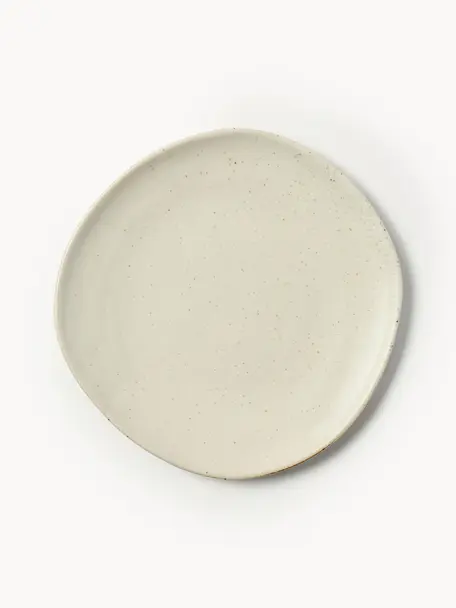 Assiette à petit déjeuner en grès Flow, Grès cérame, Blanc cassé, chiné, Ø 15 cm