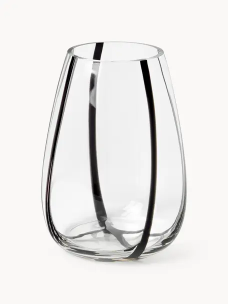 Vase en verre Kira, haut. 26 cm, Verre sodo-calcique, Transparent, noir, Ø 19 x haut. 26 cm