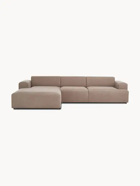Ecksofa Melva (4-Sitzer), Bezug: 100% Polyester Der hochwe, Gestell: Massives Kiefernholz, FSC, Webstoff Nougat, B 319 x T 196 cm, Eckteil links