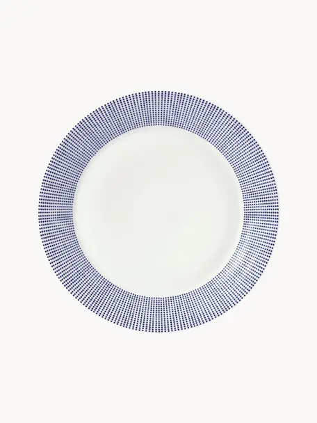 Talerz duży z porcelany Pacific Blue, Porcelana, W kropki, Ø 29 cm