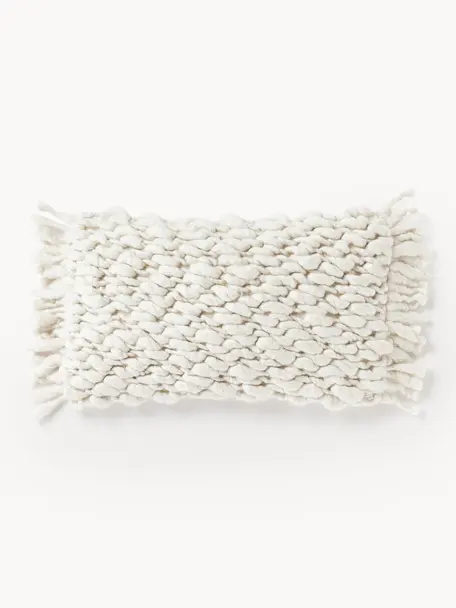 Housse de coussin grosse maille Belen, Blanc crème, larg. 30 x long. 50 cm